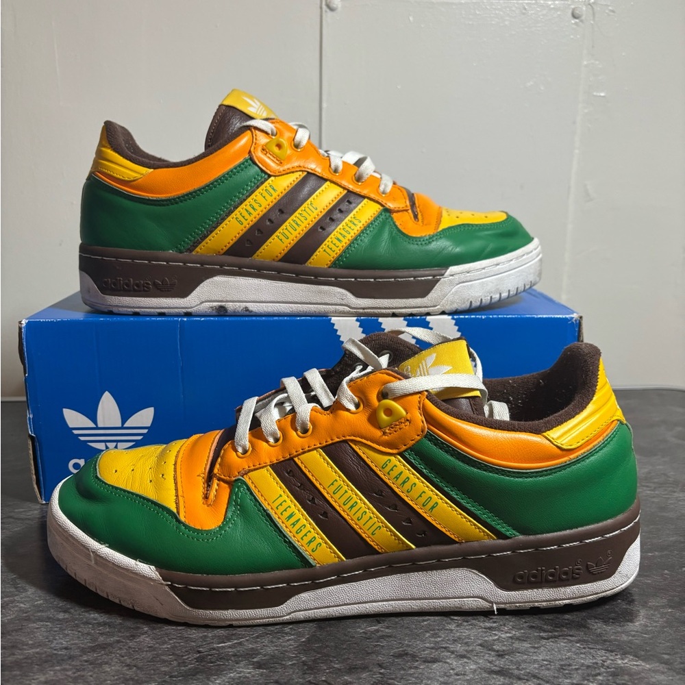 Adidas Rivalry X Human Made Men's Green and Orange Sneakers